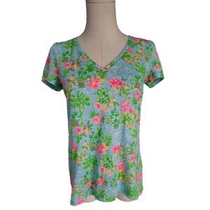 Lilly Pulitzer Floral Short Sleeve Tee - Blue and Pink